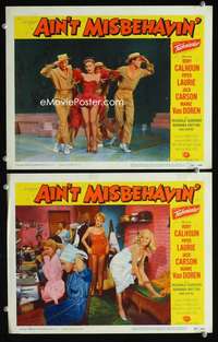 z047 AIN'T MISBEHAVIN' 2 movie lobby cards '55 Piper Laurie, Van Doren