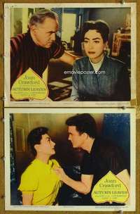 z071 AUTUMN LEAVES 2 movie lobby cards '56 Joan Crawford, Robertson