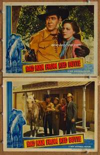 z073 BAD MAN FROM RED BUTTE 2 movie lobby cards '40 Johnny Mack Brown