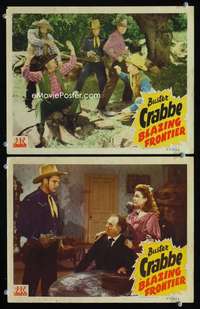 z122 BLAZING FRONTIER 2 movie lobby cards '43 Buster Crabbe, Manners