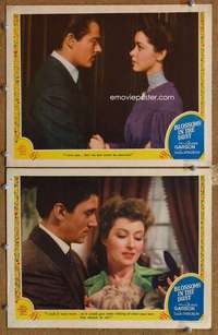 z126 BLOSSOMS IN THE DUST 2 movie lobby cards '41 Greer Garson, Pidgeon