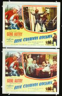 z127 BLUE CANADIAN ROCKIES 2 movie lobby cards '52 fighting Gene Autry!