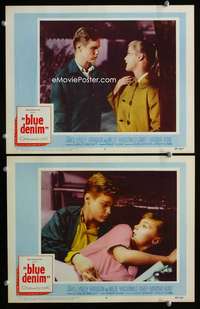z128 BLUE DENIM 2 movie lobby cards '59 Carol Lynley, Brandon DeWilde