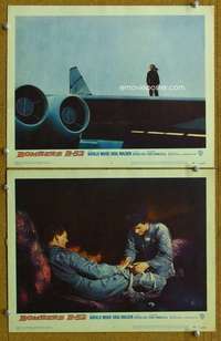z130 BOMBERS B-52 2 movie lobby cards '57 Karl Malden, fighter jet!