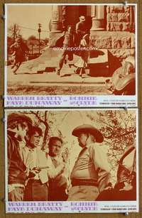z131 BONNIE & CLYDE 2 movie lobby cards '67 Beatty, Hackman, Dunaway