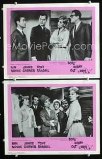 z139 BOYS' NIGHT OUT 2 movie lobby cards '62 Garner, Kim Novak, Randall