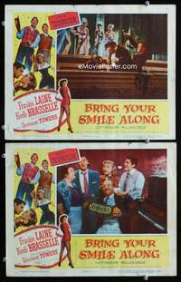 z144 BRING YOUR SMILE ALONG 2 movie lobby cards '55 first Blake Edwards!