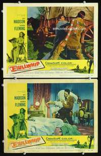 z152 BULLWHIP 2 movie lobby cards '58 Guy Madison, Rhonda Fleming