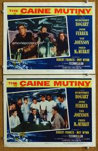 z159 CAINE MUTINY 2 movie lobby cards '54 Humphrey Bogart, Van Johnson