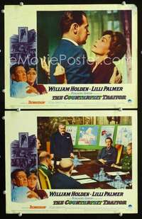 z203 COUNTERFEIT TRAITOR 2 movie lobby cards '62 William Holden, Palmer