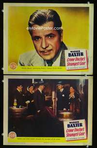z210 CRIME DOCTOR'S STRANGEST CASE 2 movie lobby cards '43 Warner Baxter