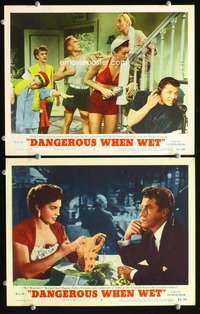 z221 DANGEROUS WHEN WET 2 movie lobby cards '53 sexy Esther Williams!