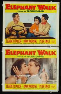 z262 ELEPHANT WALK 2 movie lobby cards '54 Elizabeth Taylor, Finch