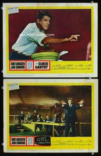 z264 ELMER GANTRY 2 movie lobby cards '60Burt Lancaster,Sinclair Lewis