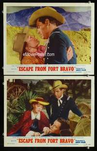 z268 ESCAPE FROM FORT BRAVO 2 movie lobby cards '53 William Holden