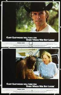 z269 EVERY WHICH WAY BUT LOOSE 2 movie lobby cards '78 Eastwood, Gordon