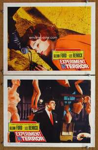 z271 EXPERIMENT IN TERROR 2 movie lobby cards '62 Glenn Ford, Remick