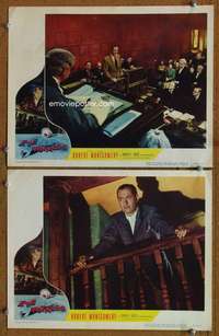 z273 EYE WITNESS 2 movie lobby cards '50 Robert Montgomery in court!