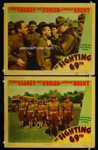 z286 FIGHTING 69th 2 movie lobby cards '40 James Cagney, Pat O'Brien