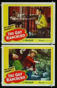 z013 GAY RANCHERO 2 movie lobby cards '48Roy Rogers fights & is jailed!