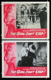 z325 GIRL CAN'T STOP 2 movie lobby cards '65 likes pain & pleasure!