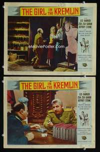 z328 GIRL IN THE KREMLIN 2 movie lobby cards '57 Zsa Zsa Gabor, Barker