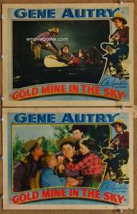 z340 GOLD MINE IN THE SKY 2 movie lobby cards '38 Gene Autry, Smiley