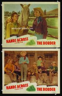 z005 HANDS ACROSS THE BORDER 2 movie lobby cards '43 Roy Rogers & band!