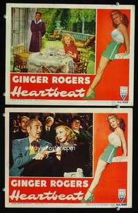 z379 HEARTBEAT 2 movie lobby cards '46 sexy Ginger Rogers, Menjou