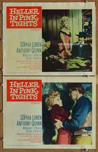 z382 HELLER IN PINK TIGHTS 2 movie lobby cards '60 sexy Sophia Loren!