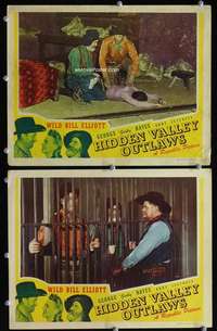 z391 HIDDEN VALLEY OUTLAWS 2 movie lobby cards '44 Bill Elliot, Gabby