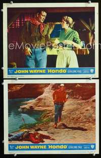 z399 HONDO 2 movie lobby cards '53 3-D, John Wayne, Geraldine Page