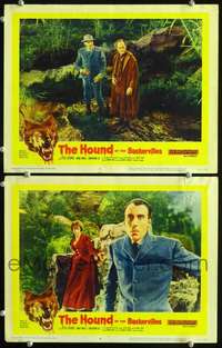 z406 HOUND OF THE BASKERVILLES 2 movie lobby cards '59 Peter Cushing