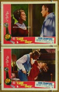 z417 I SAW WHAT YOU DID 2 movie lobby cards '65 Joan Crawford, Ireland