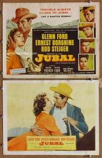 z460 JUBAL 2 movie lobby cards '56 cowboy Glenn Ford in love triangle!