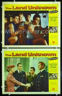 z483 LAND UNKNOWN 2 movie lobby cards '57 Jock Mahoney, Reynolds