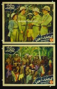 z494 LAW OF THE JUNGLE 2 movie lobby cards '42 Mantan Moreland, Africa!