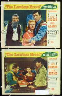 z496 LAWLESS BREED 2 movie lobby cards '53 Rock Hudson, Julie Adams