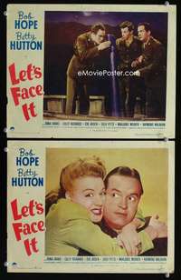 z497 LET'S FACE IT 2 movie lobby cards '43 Bob Hope, Betty Hutton