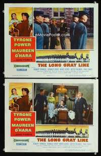 z511 LONG GRAY LINE 2 movie lobby cards '54 Tyrone Power, Maureen O'Hara