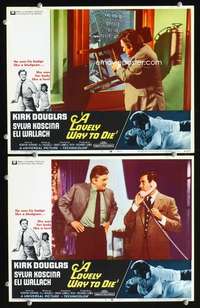 z524 LOVELY WAY TO DIE 2 movie lobby cards '68 Kirk Douglas, Wallach