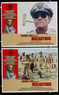 z531 MacARTHUR 2 movie lobby cards '77 daring General Gregory Peck!