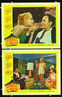z562 MARRIAGE-GO-ROUND 2 movie lobby cards '60 Susan Hayward, Newmar