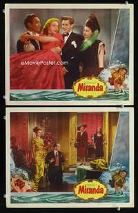 z580 MIRANDA 2 movie lobby cards '49 English mermaid Glynis Johns!