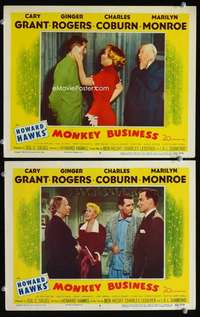 z583 MONKEY BUSINESS 2 movie lobby cards '52 Rogers, Marilyn Monroe