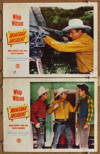 z586 MONTANA INCIDENT 2 movie lobby cards '52 Whip Wilson, Rand Brooks