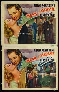 z596 MUSIC FOR MADAME 2 movie lobby cards '37 Nino Martini, Fontaine