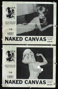 z945 VERY NAKED CANVAS 2 movie lobby cards '65 super sexy images!