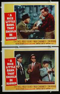 z612 NICE LITTLE BANK THAT SHOULD BE ROBBED 2 movie lobby cards '58