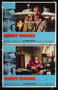 z613 NIGHT MOVES 2 movie lobby cards '75 Gene Hackman looking bad!